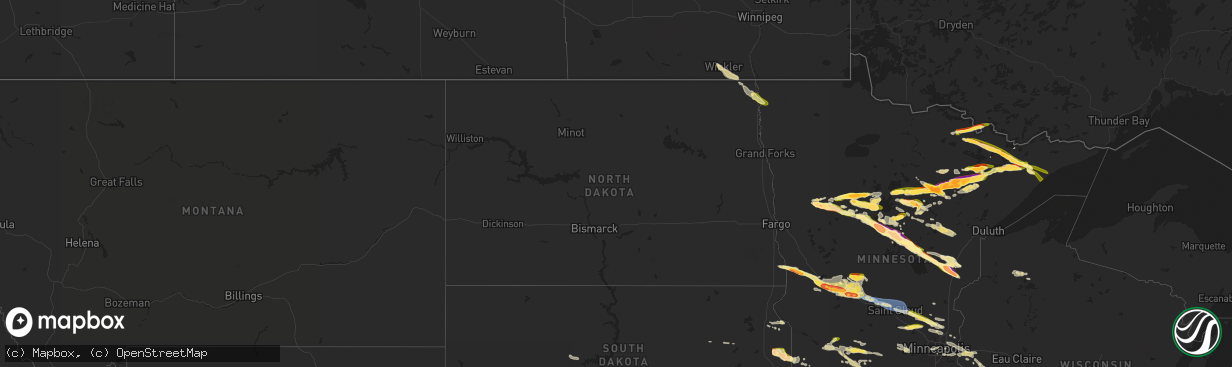 Hail map in North Dakota on June 12, 2024