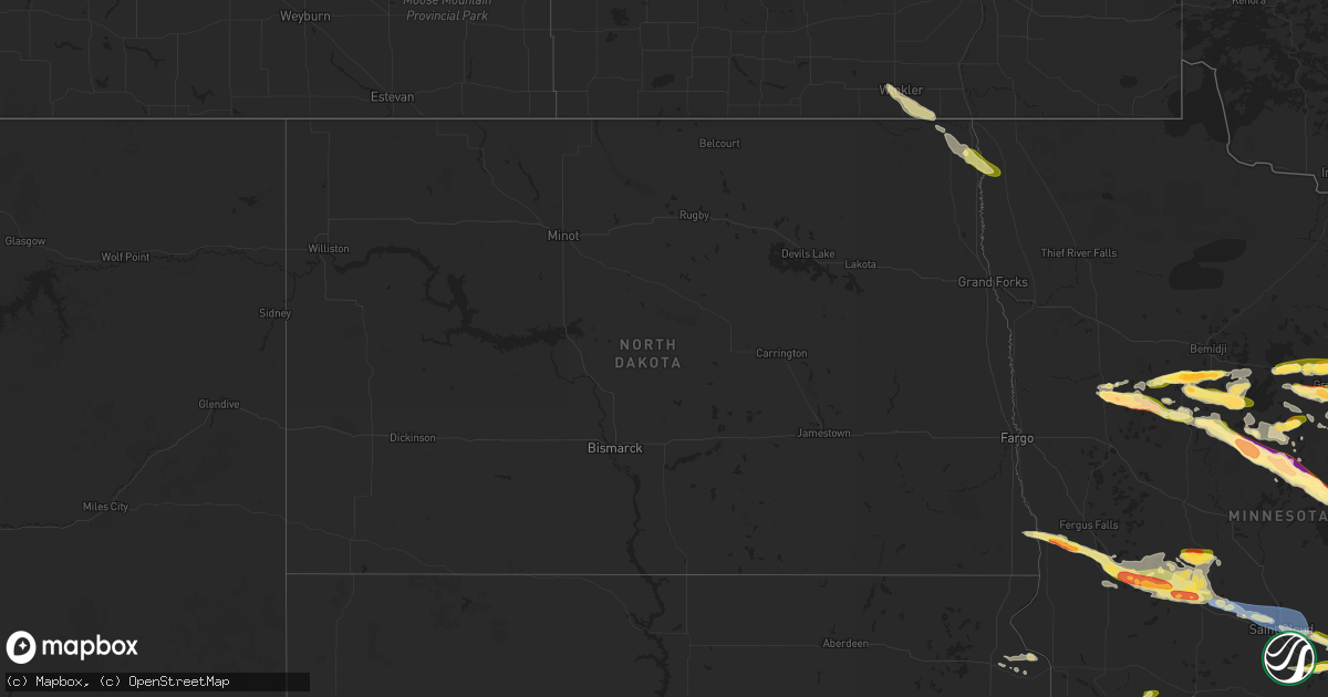 Hail map in North Dakota on June 12, 2024