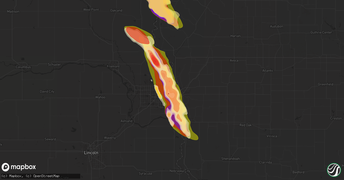 Hail map in Omaha, NE on June 12, 2024