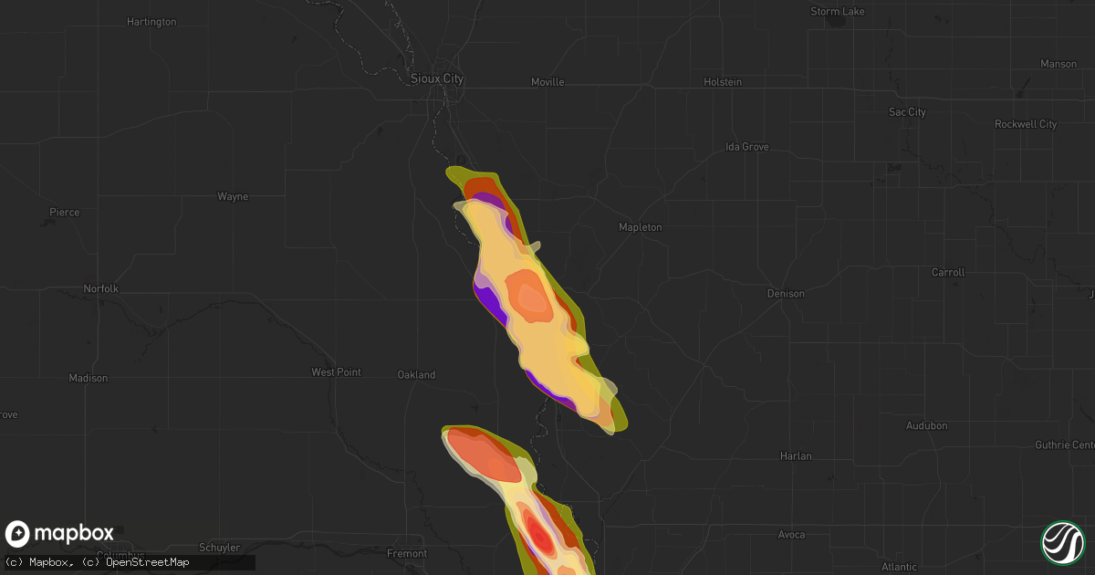 Hail map in Onawa, IA on June 12, 2024