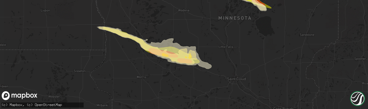Hail map in Osakis, MN on June 12, 2024