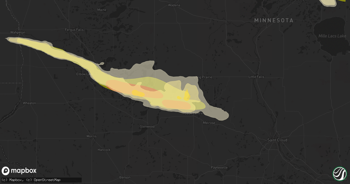 Hail map in Osakis, MN on June 12, 2024