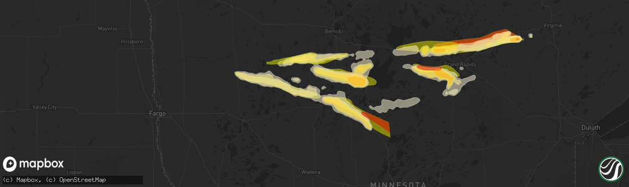 Hail map in Park Rapids, MN on June 12, 2024