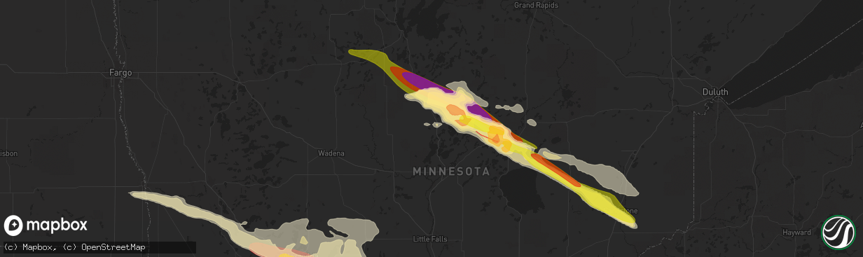 Hail map in Pequot Lakes, MN on June 12, 2024