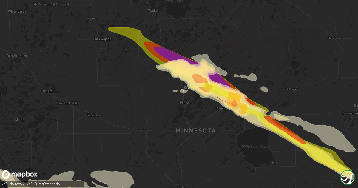 Hail map in Pequot Lakes, MN on June 12, 2024