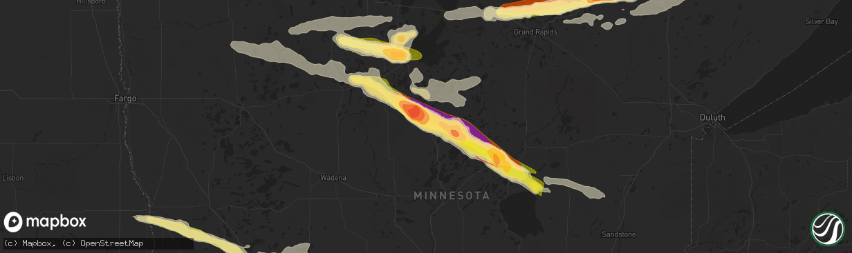 Hail map in Pine River, MN on June 12, 2024