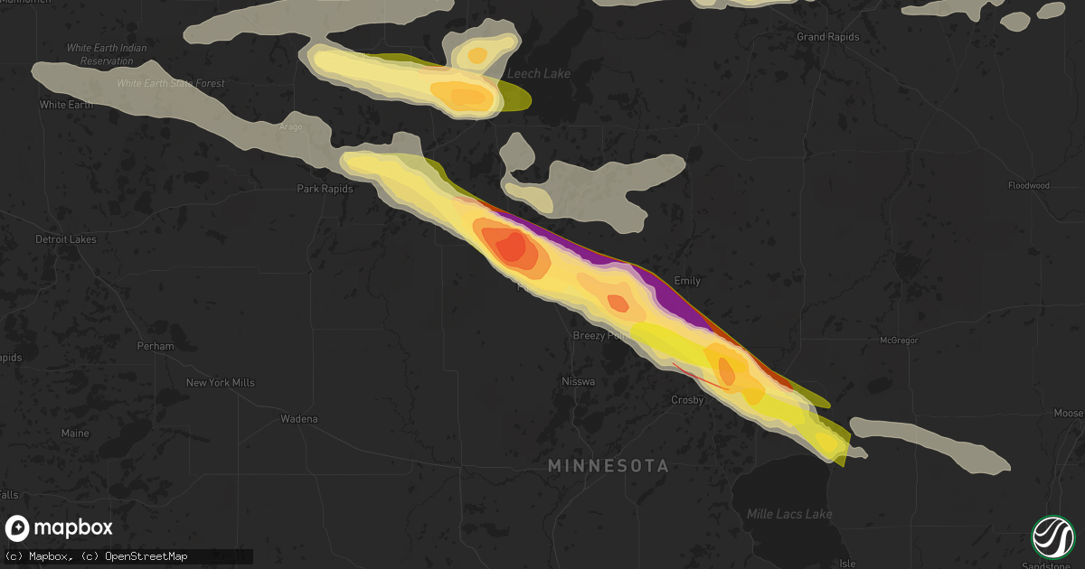Hail map in Pine River, MN on June 12, 2024