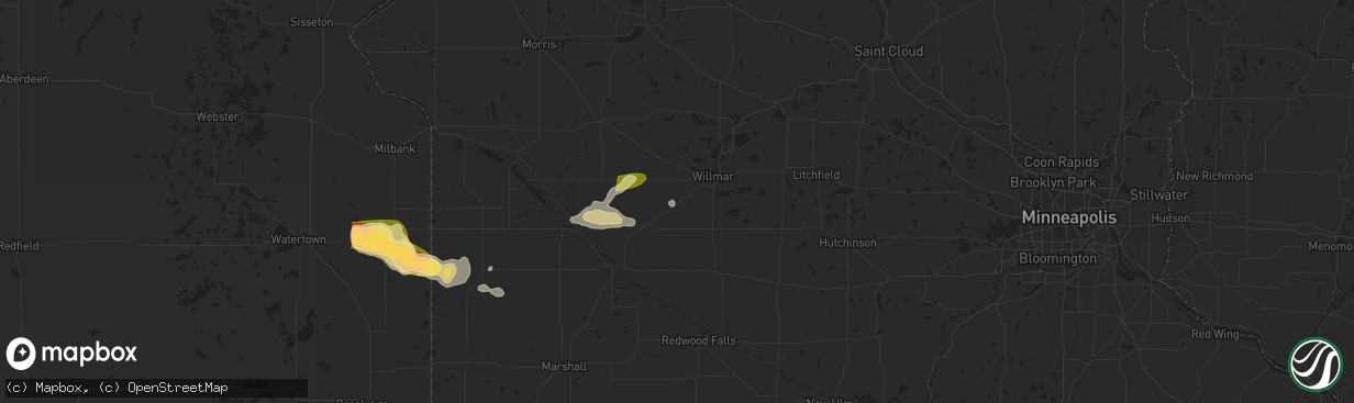 Hail map in Raymond, MN on June 12, 2024