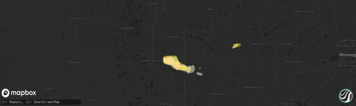 Hail map in Revillo, SD on June 12, 2024