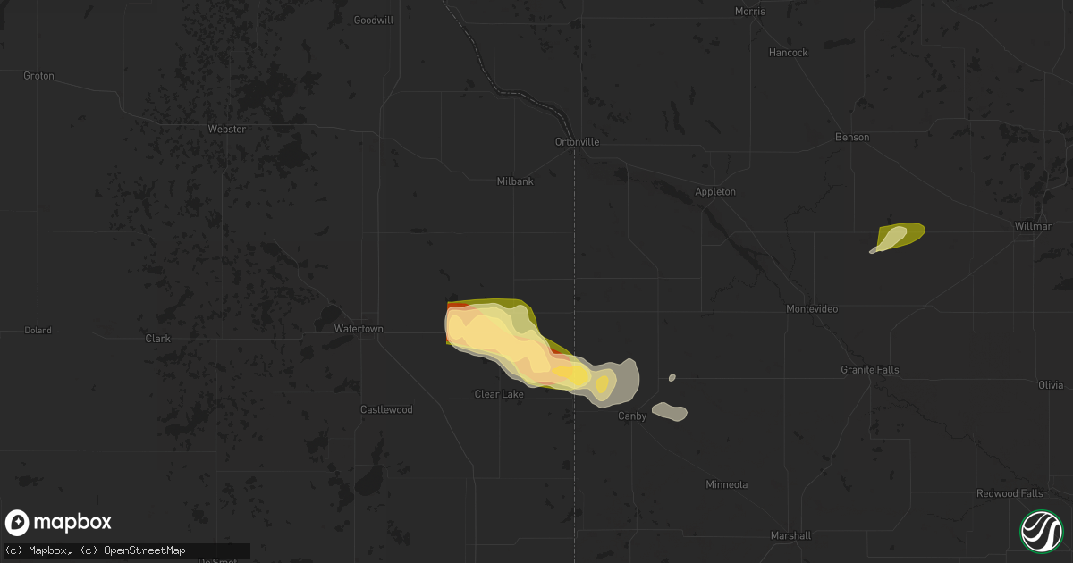 Hail map in Revillo, SD on June 12, 2024