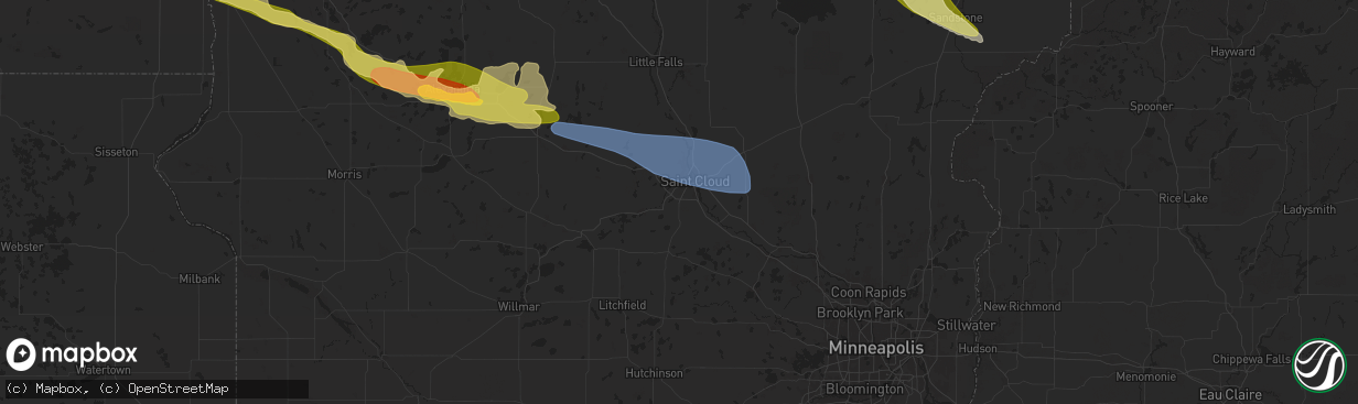Hail map in Saint Cloud, MN on June 12, 2024