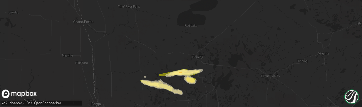 Hail map in Shevlin, MN on June 12, 2024