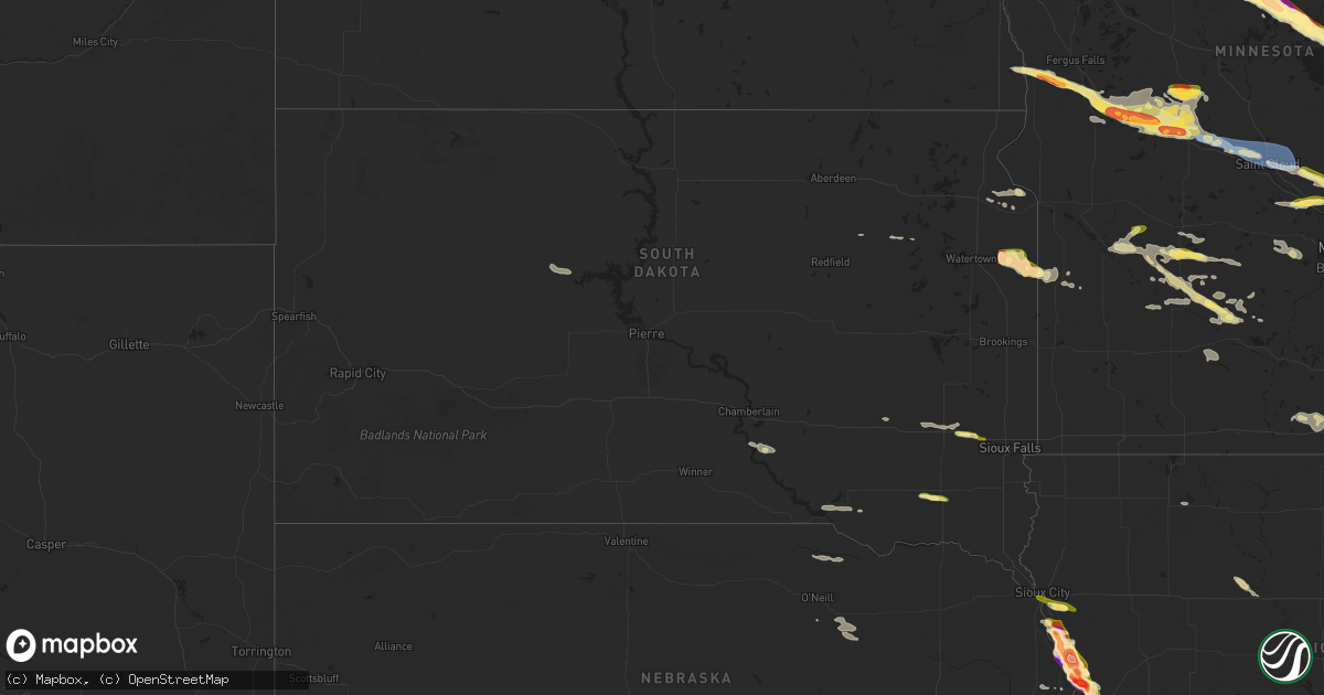 Hail map in South Dakota on June 12, 2024