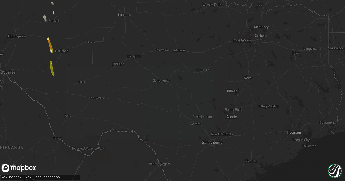 Hail map in Texas on June 12, 2024