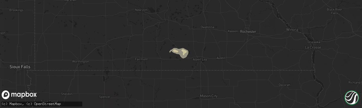Hail map in Wells, MN on June 12, 2024