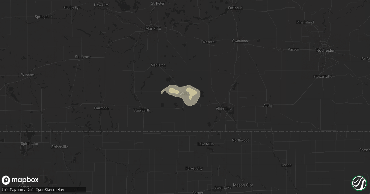 Hail map in Wells, MN on June 12, 2024