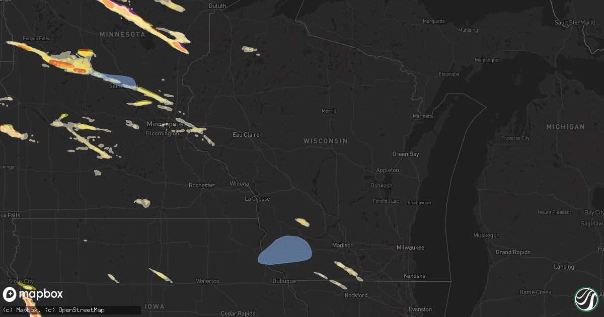 Hail map in Wisconsin on June 12, 2024