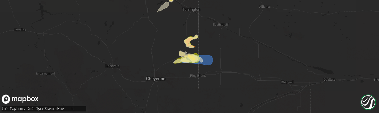 Hail map in Albin, WY on June 12, 2025