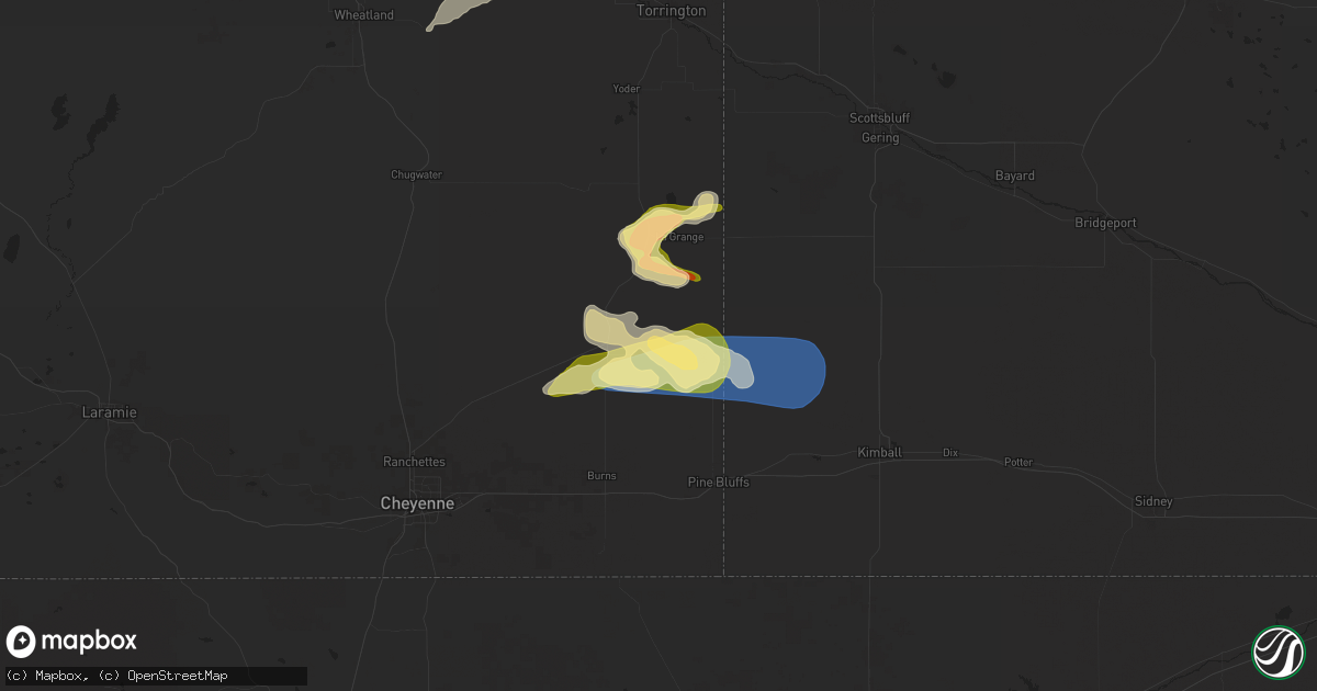 Hail map in Albin, WY on June 12, 2025