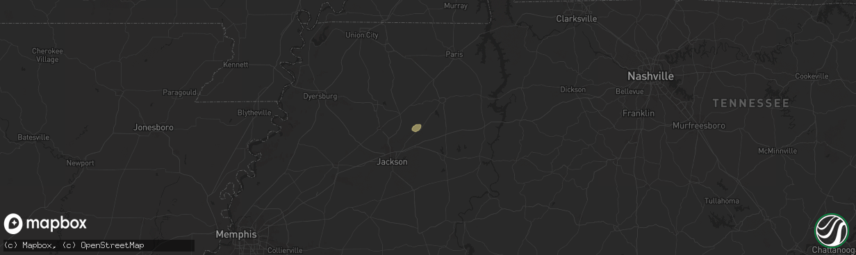 Hail map in Cedar Grove, TN on June 12, 2025