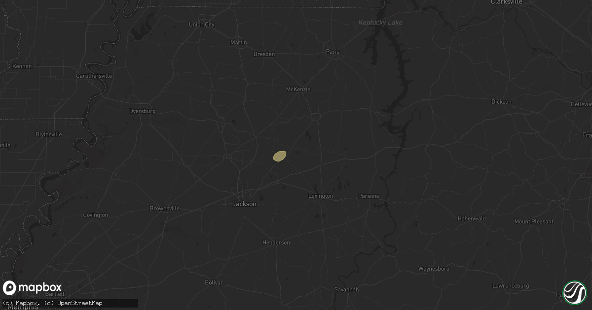 Hail map in Cedar Grove, TN on June 12, 2025