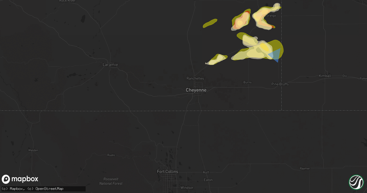 Hail map in Cheyenne, WY on June 12, 2025