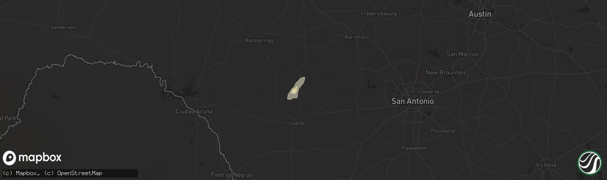 Hail map in Concan, TX on June 12, 2025