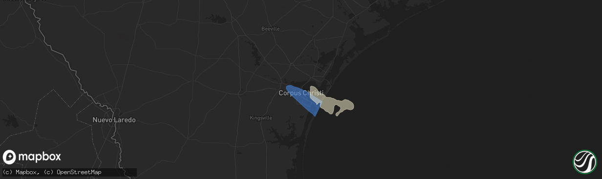 Hail map in Corpus Christi, TX on June 12, 2025