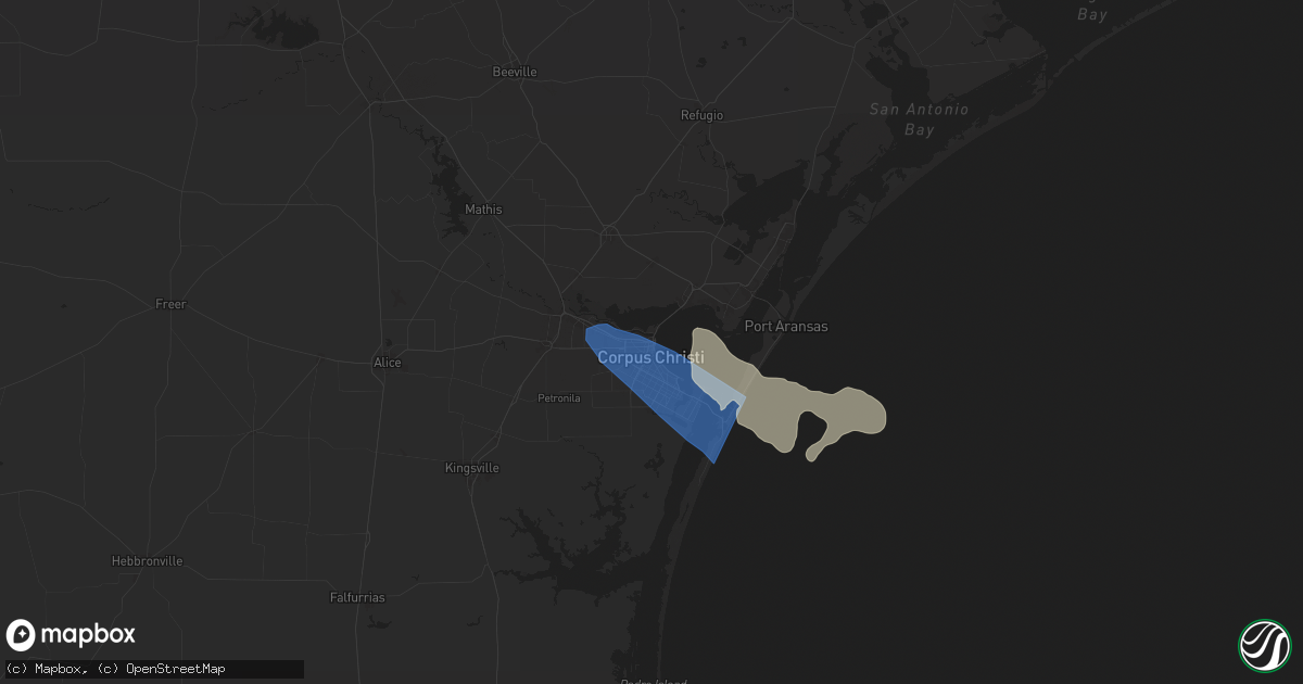 Hail map in Corpus Christi, TX on June 12, 2025