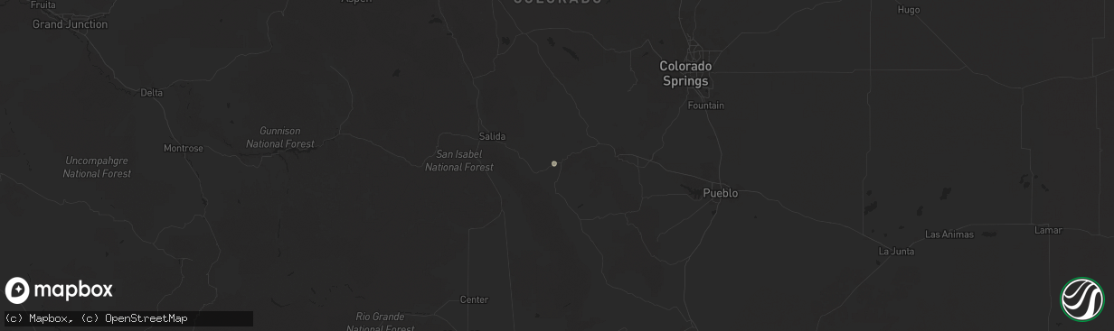 Hail map in Cotopaxi, CO on June 12, 2025