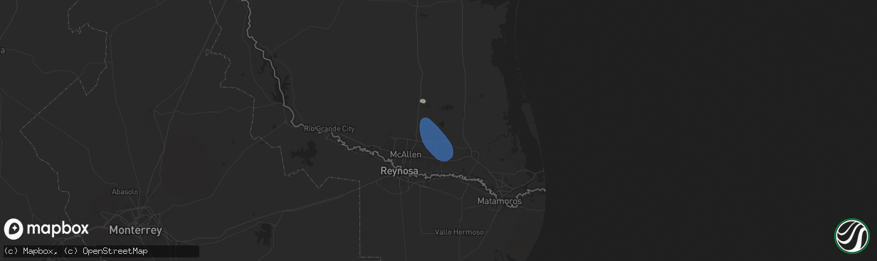 Hail map in Edcouch, TX on June 12, 2025