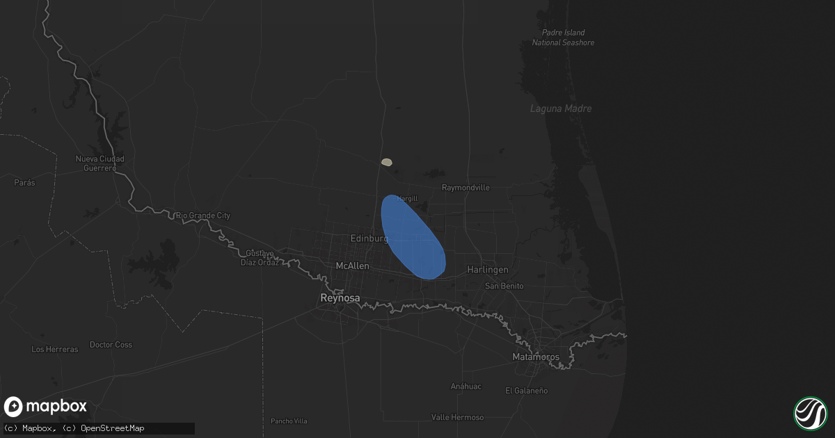 Hail map in Edcouch, TX on June 12, 2025