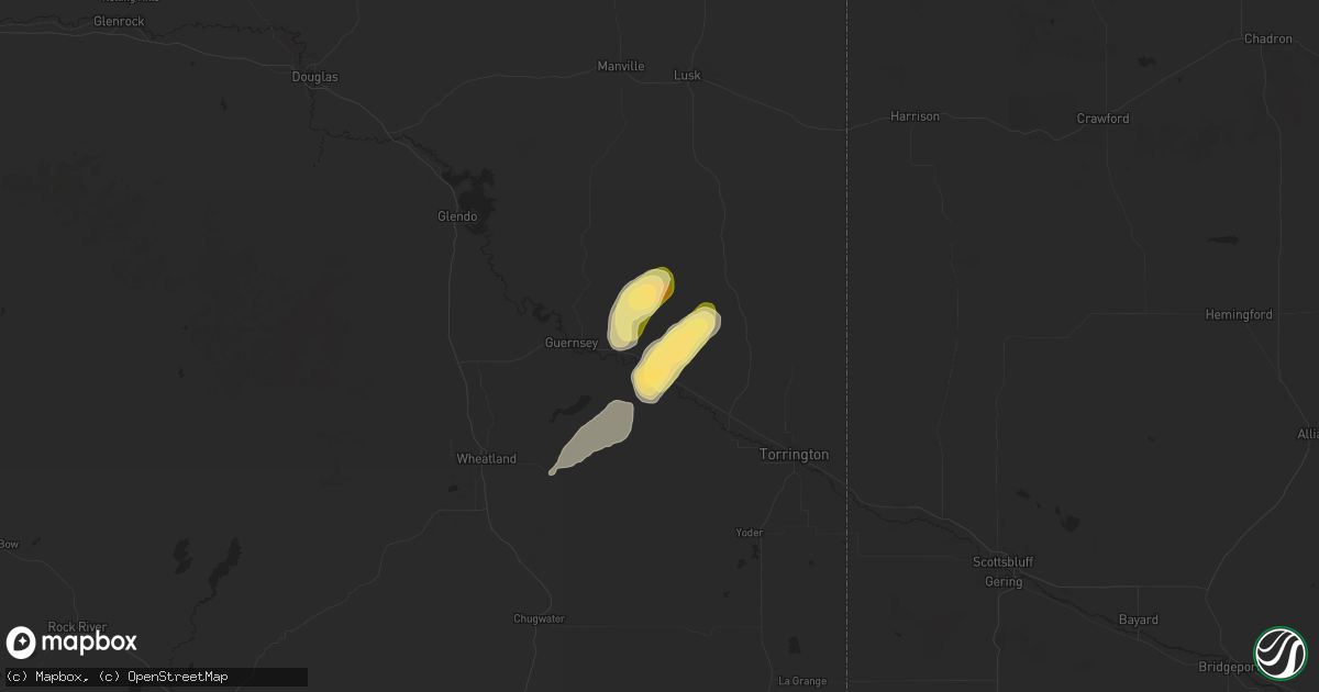 Hail map in Fort Laramie, WY on June 12, 2025