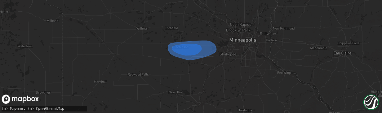 Hail map in Glencoe, MN on June 12, 2025