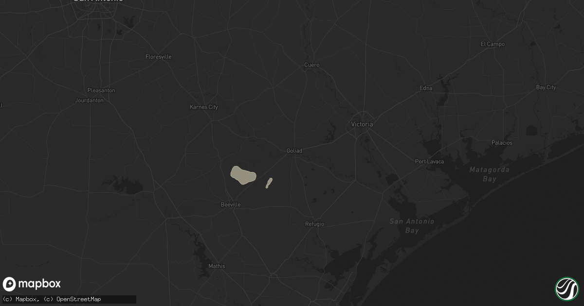 Hail map in Goliad, TX on June 12, 2025
