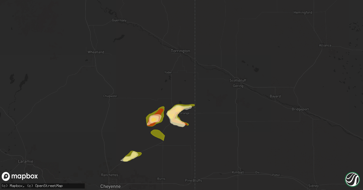 Hail map in Hawk Springs, WY on June 12, 2025