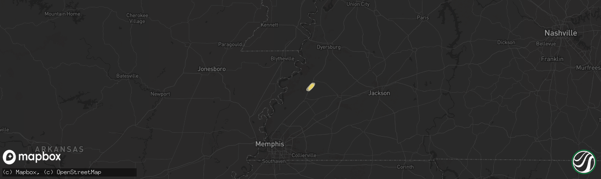 Hail map in Henning, TN on June 12, 2025