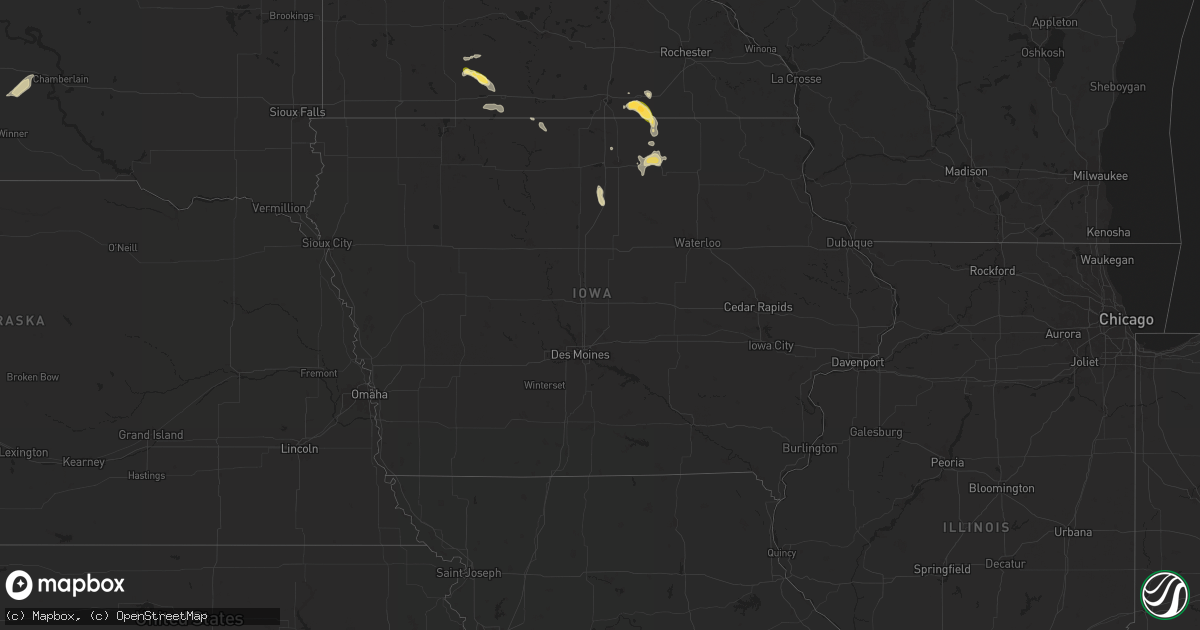 Hail map in Iowa on June 12, 2025