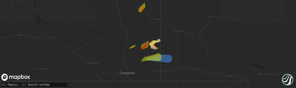 Hail map in Lagrange, WY on June 12, 2025