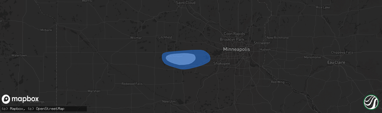 Hail map in Lester Prairie, MN on June 12, 2025