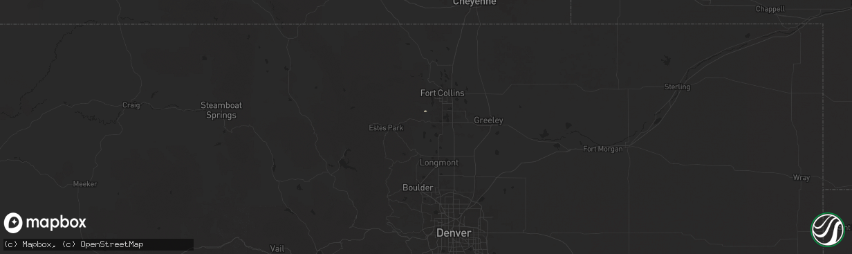 Hail map in Loveland, CO on June 12, 2025