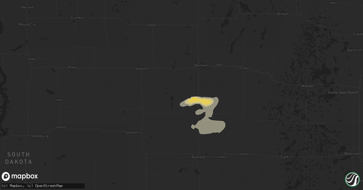 Hail map in Mansfield, SD on June 12, 2025