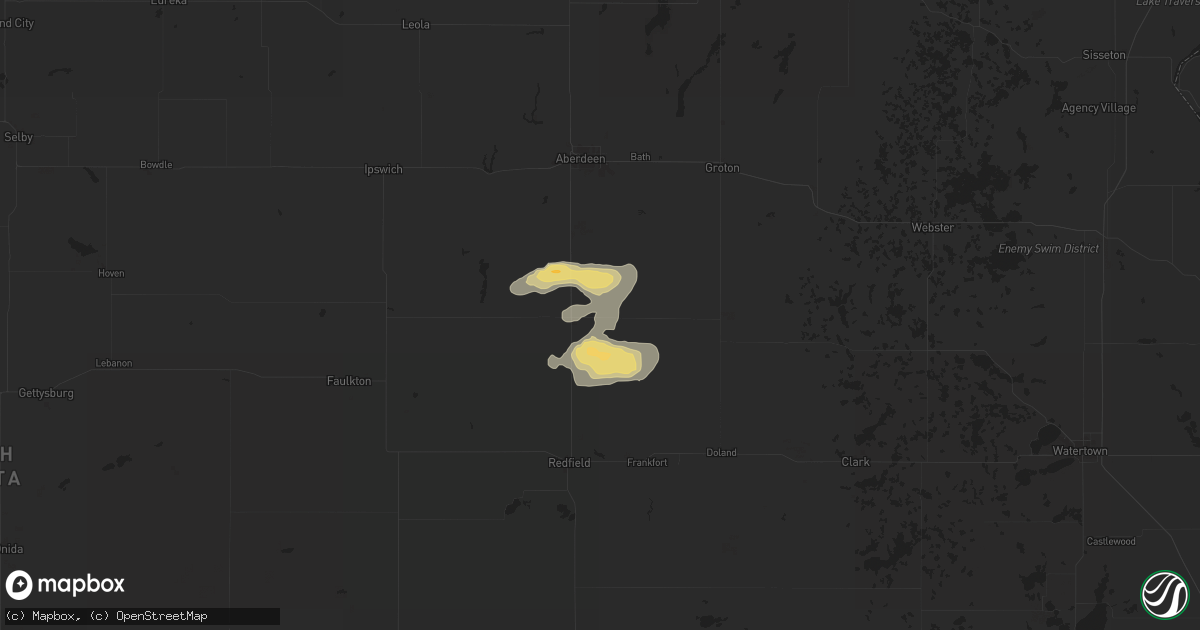 Hail map in Mellette, SD on June 12, 2025