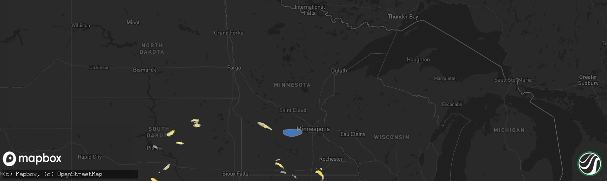 Hail map in Minnesota on June 12, 2025