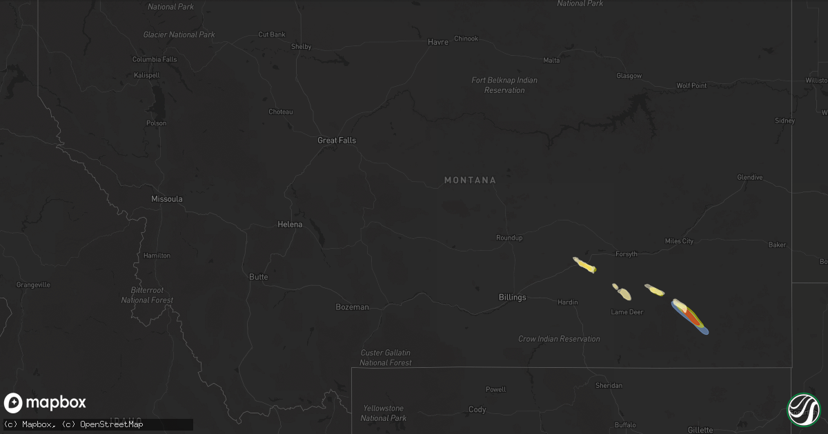 Hail map in Montana on June 12, 2025
