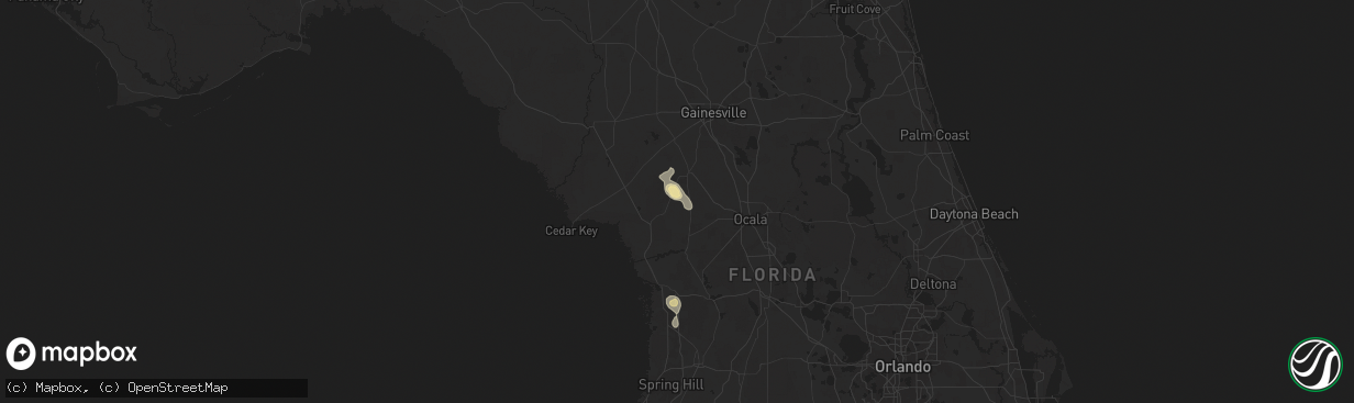 Hail map in Morriston, FL on June 12, 2025