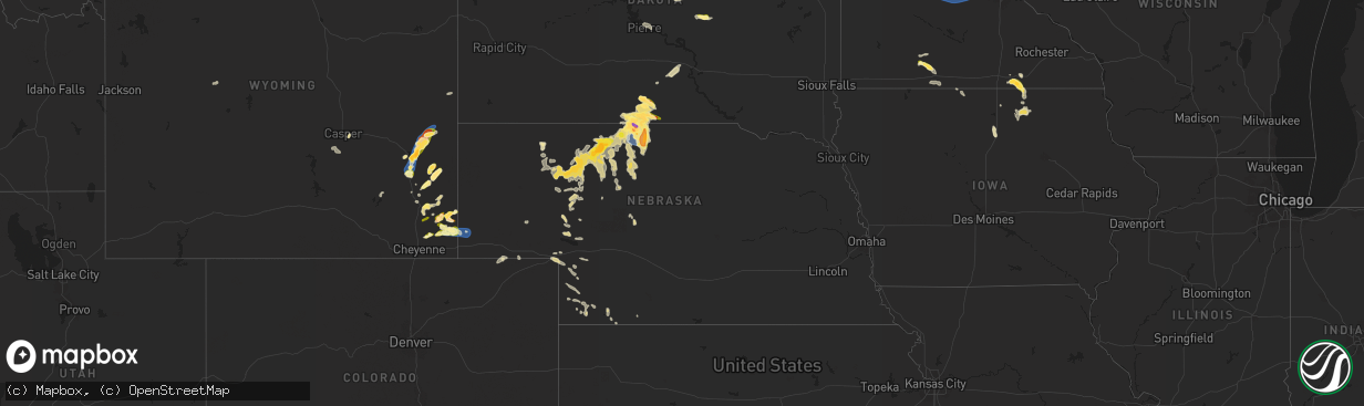 Hail map in Nebraska on June 12, 2025