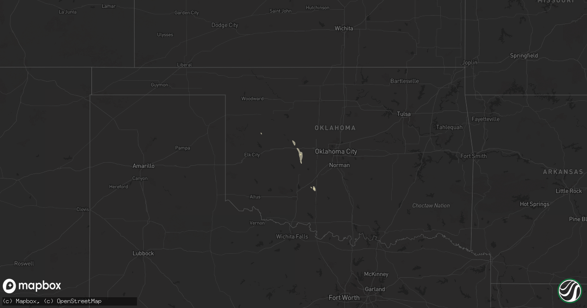 Hail map in Oklahoma on June 12, 2025