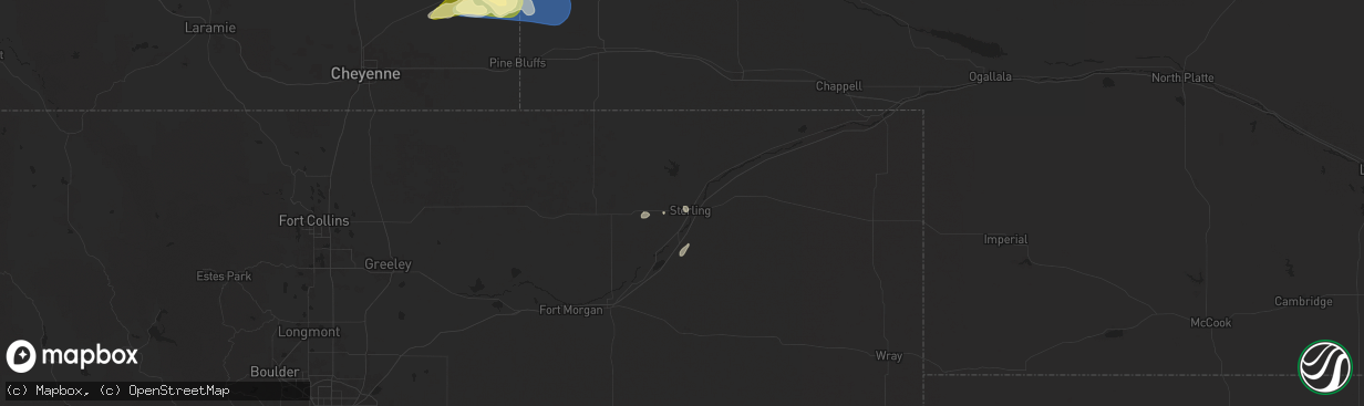 Hail map in Sterling, CO on June 12, 2025