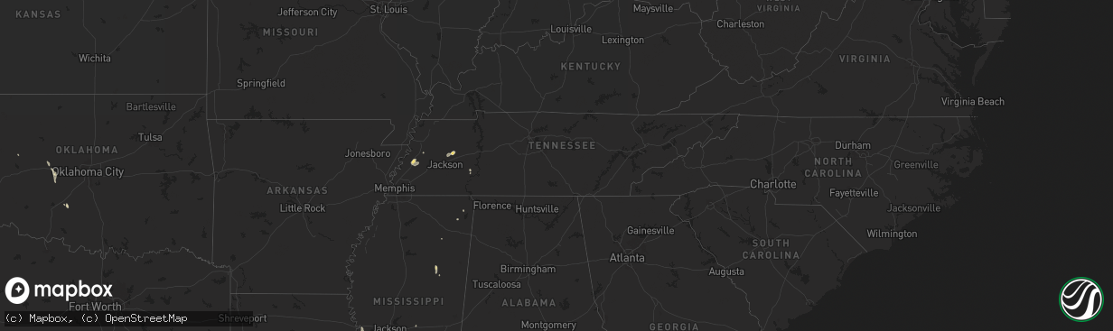 Hail map in Tennessee on June 12, 2025